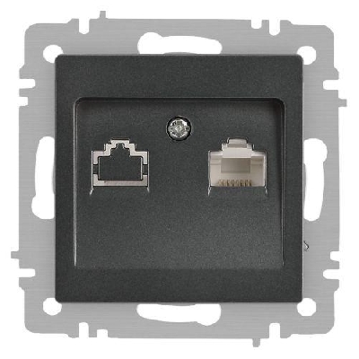 Розетка компьютерная 1-м СП Accent 6-303-07 RJ45 IP20 графит Intro Б0063638