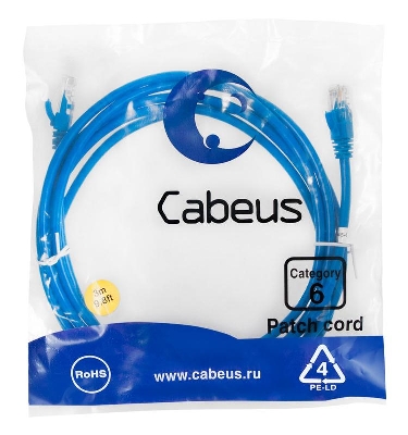 Патч-корд U/UTP кат.6 PC-UTP-RJ45-Cat.6-3m-BL 2xRJ45/8p8c неэкранир. PVC 3м син. Cabeus 8680c