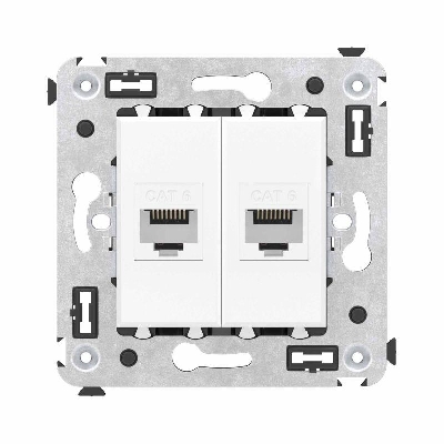 Розетка компьютерная 2-м СП Avanti "Белое облако" RJ45 кат.6 без шторок механизм DKC 4400694