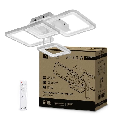 Светильник светодиодный ELEGANT ARISTO-W 90Вт 3000-6500К 7000лм 230В 535х370х151мм пульт ДУ бел. IN HOME 4690612047300