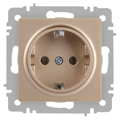 Розетка 1-м СП Accent 6-202-04 16А IP20 250В 2P+E Schuko шампань Intro Б0063690