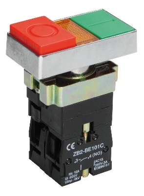 Кнопка LAY5-BW8465 "I-O" 1НО сдвоенная с подсветкой KARAT IEK BBD40-BW-K51