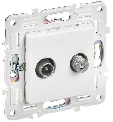Розетка двойная TV+SAT SKANDY SK-A13W арктич. бел. IEK SK-AF20-O-K01