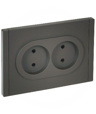 Розетка 2-м СП FORTE&PIANO FP325 10А без заземл. защ. шторки безвинт. крепл. сер. IEK FP-R23-10-1-K03
