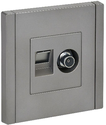 Розетка 2-м TV+RJ45 кат.6 FORTE&PIANO FP537 сталь IEK FP-AK20-2-K46
