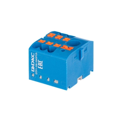 Блок распределительный зажим push-in 1 ввод 6кв.мм 6 точек подключения 25кв.мм син. DKC DTP1-106-104SPUB