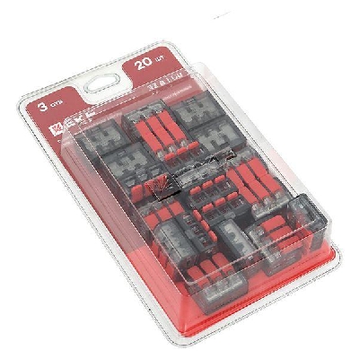 Клемма строительно-монтажная СМК 221-413 с рычагом 3 отверстия 0.2-4.0кв.мм (блист.20шт) PROxima EKF plc-smk-221-413b-20