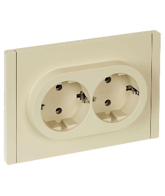 Розетка 2-м СП FORTE&PIANO FP424 16А с заземл. без защ. шторок безвинт. крепл. ваниль IEK FP-R21-16-1-K10