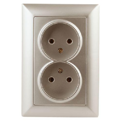 Розетка 1-м СП Solo 4-204-04 2х2P 16А 250В IP20 без заземл. шампань Intro Б0053669