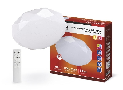 Светильник светодиодный COMFORT DIAMOND 55Вт 3000-6500К 4400лм 230В 330х80мм с пультом ДУ IN HOME 4690612035048