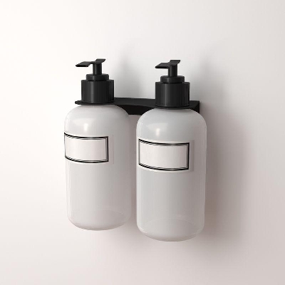 Держатель дозатора для жидкого мыла и шампуней на 2 флакона настенный черн. Rexant 38-0699