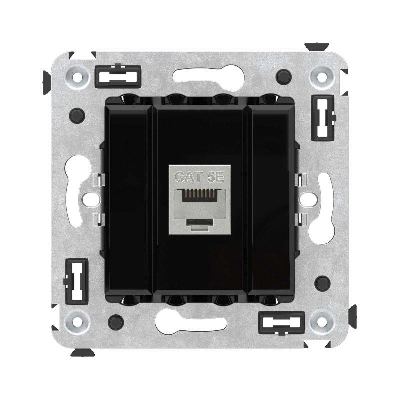 Розетка компьютерная 1-м СП Avanti "Черный квадрат" RJ45 кат.5E без шторок экранир. механизм DKC 4402763
