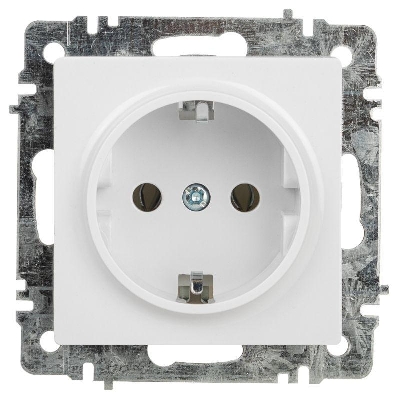 Розетка 1-м СП Accent 6-202-01 16А IP20 250В 2P+E Schuko AL/CU бел. Intro Б0063678