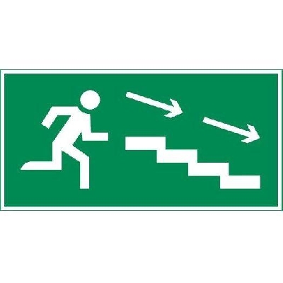 Знак "ПО ЛЕСТНИЦЕ ВНИЗ ВПРАВО" 300х150мм для аварийно-эвакуационного светильника Giant/Vision/Twofold/Evade VARTON V5-EM03-60.003.037