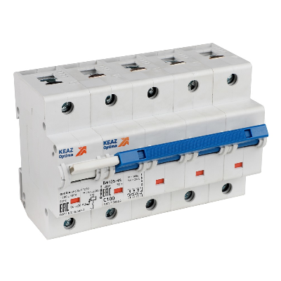 Выключатель автоматический модульный 4п C 125А 10кА OptiDin BM125-4NC125-НР-8ln-УХЛ3 с независимым расцепителем КЭАЗ 336384