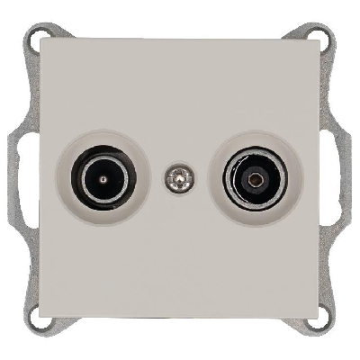 Розетка телевизионная проходная TV + FM 2-м Ф9.5мм механизм тауп Jasmart G6205T