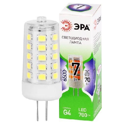 Лампа светодиодная GREEN LINE LED G4-JC-7W-865-12V GL G4 7Вт капсула 6500К холод. бел. Эра Б0067194