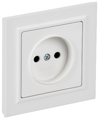 Розетка BRITE РСР10-1-0-БрАБ 10А в сборе без заземл. без защ. шторок арктич. бел. IEK BR-R10-10-K91-F