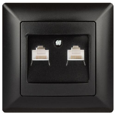 Розетка компьютерная 2-м СП Solo 4-304-05 RJ45 антрацит Intro Б0043393