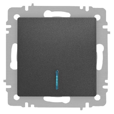 Выключатель 1-кл. СП Accent 6-102-07 10А IP20 250В с подсветкой AL/CU графит Intro Б0063434