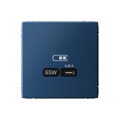 Розетка USB ArtGallery тип C 65Вт QC PD высокоскор. ЗУ механизм аквамарин SE GAL001127