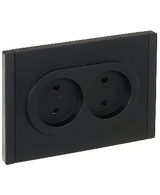 Розетка 2-м СП FORTE&PIANO FP125 10А без заземл. защ. шторки безвинт. крепл. черн. IEK FP-R23-10-1-K02