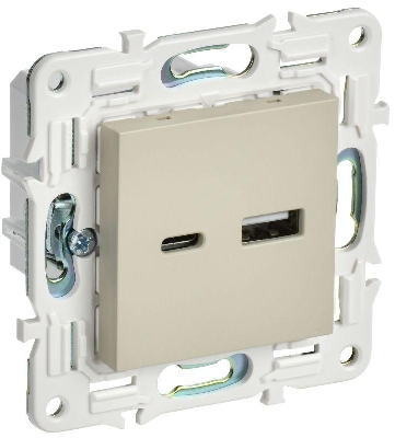 Розетка USB A+C 3.1А SKANDY SK-R14B беж. IEK SK-U22-D31-K10