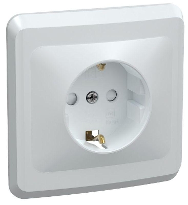 Розетка 1-м СП Вега РСш10-3-ВБ с заземл. контактом и защ. штор 16А бел. GENERICA ERV14-K01-16-DM