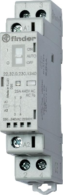 Контактор модульный 1NO + 1NC 25А AgSnO2 24В AC/DC 17.5мм IP20 опции: мех. индикатор + LED FINDER 223200244520