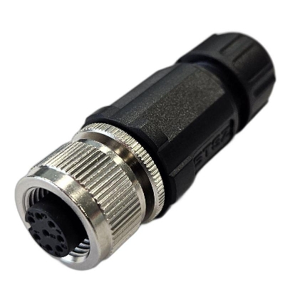 Разъем М12 8A гнездовой пайка пластик. прямой резьба PG7 каб. часть СЦМ120021-08A СТЭЗ 185200158