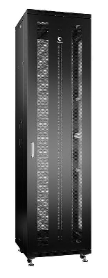 Шкаф монтажный телекоммуникационный напольн. ND-05C-47U60/100-BK 19дюйм 47U 600х1000х2277мм для распределит. и серверн. оборудования; передн. и задн. перфорир. двери ручка с замком RAL 9004 черн. Cabeus 8537c