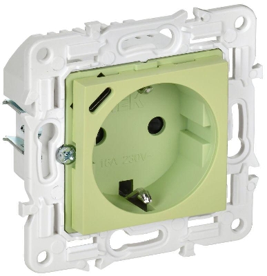 Розетка SKANDY 18Вт 16А с заземл. защ. шторки с USB C SK-R17G мятный IEK SK-R14-16-U14-018-K06