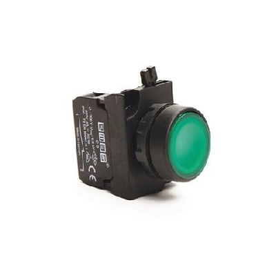 Кнопка нажимная круглая CP200DY (1НЗ) зел. EMAS CP200DY