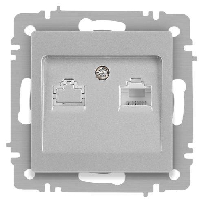 Розетка компьютерная 1-м СП Accent 6-303-03 RJ45 IP20 алюм. Intro Б0063630