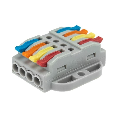 Клемма строительно-монтажная СМК проходная 222-424P 4п 0.08-4кв.мм с монтажной площадкой сер. (уп.25шт) Rexant 07-6264