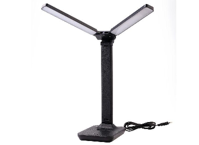 Светильник светодиодный настольный UF-819 C02 12Вт 6000К 3ур. яркости 2 плафона кожа черн. Ultraflash 15164