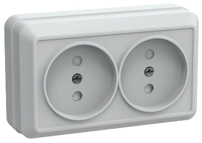 Розетка 2-м ОП Октава РСш22-2-ОБ 10А IP20 без заземл. защ. шторки бел. GENERICA ERO23-K01-10-DC