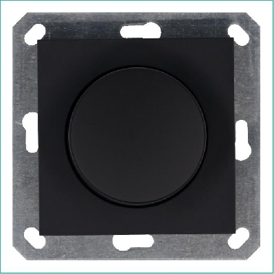 Светорегулятор поворотно-нажимной (диммер) LED 30-400Вт 1gang 2way механизм черн. матов. soft touch Jasmart G4012PB