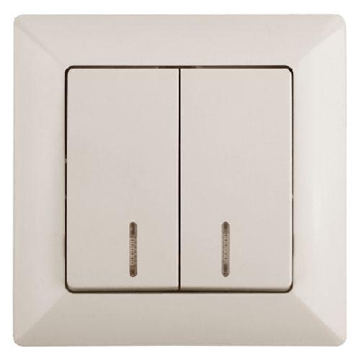 Выключатель 2-кл. СП Solo 4-105-02 10А 250В IP20 с подсветкой слон. кость Intro Б0053594