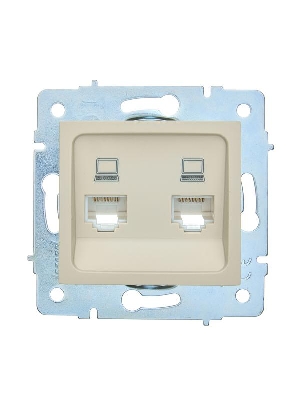 Розетка компьютерная 2-м СП ASTI IP20 RJ45 механизм крем. LEZARD 7081-0388-141