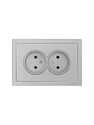 Розетка 2-мест. с/з СП ZIMA IP20 16А ПБТ безвинт. зажим сер. матов. LEZARD 704-7400-127BQC