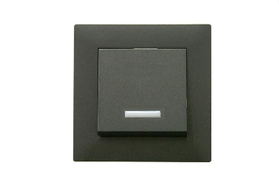 Выключатель 1-клав. с подсветкой Karea RIZZ STAR дым. металлик Makel 88050021