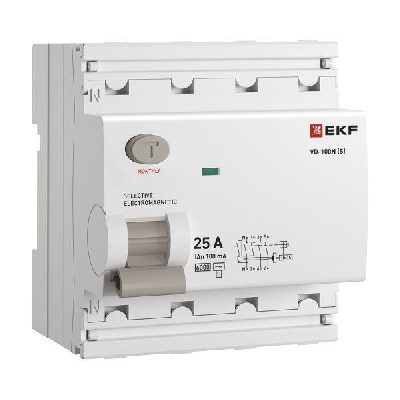 Выключатель дифференциального тока 4п 25А 100мА тип AC 6кА ВД-100N (S) электромех. PROxima EKF E1046MS25100