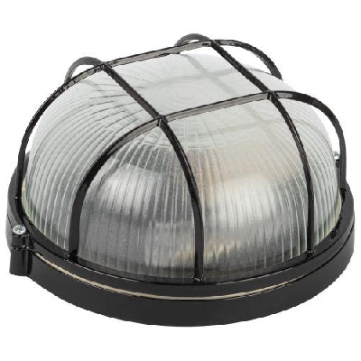 Светильник НБП 03-60-002 1х60Вт E27 IP54 акватермо алюм./стекло D176 круг черн. с решеткой Эра Б0063862