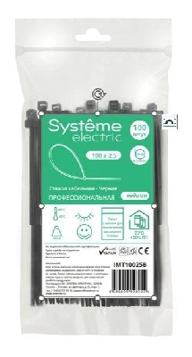 Стяжка кабельная 100х2.5 черн. (уп.100шт) SE IMT10025B