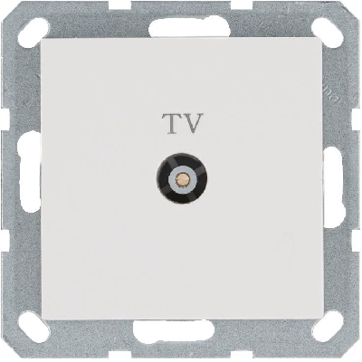 Розетка телевизионная проходная TV Ф9.5мм механизм бел. глянцевый Jasmart G6002W