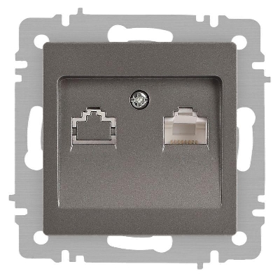 Розетка компьютерная 1-м СП Accent 6-303-09 RJ45 IP20 титан Intro Б0063642