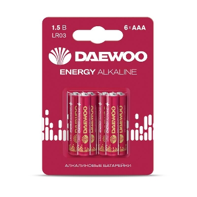 Элемент питания алкалиновый AAA/LR03 1.5В Energy Alkaline BL- 6 (блист. 6шт) DAEWOO 5057081