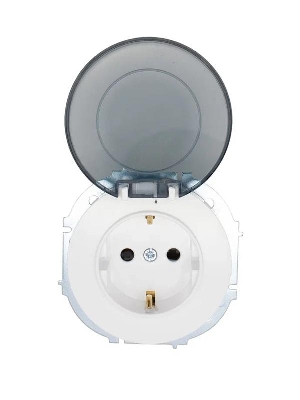 Розетка 1-м СП OSEN с заземл. с крышкой ПБТ бел. LEZARD 743-0288-123B