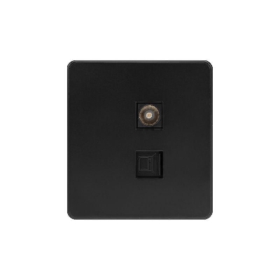 Розетка компьютерная + телевизионная СП ROUND MIELE RJ45 кат6 + TV оникс Kranz KR-78-0722-3